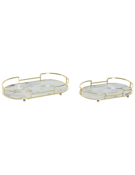 BANDEJA DECORACION SET 2 METAL CRISTAL 31X17X5