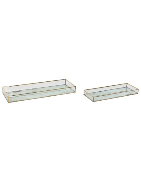 BANDEJA DECORACION SET 2 METAL CRISTAL 42X15X4