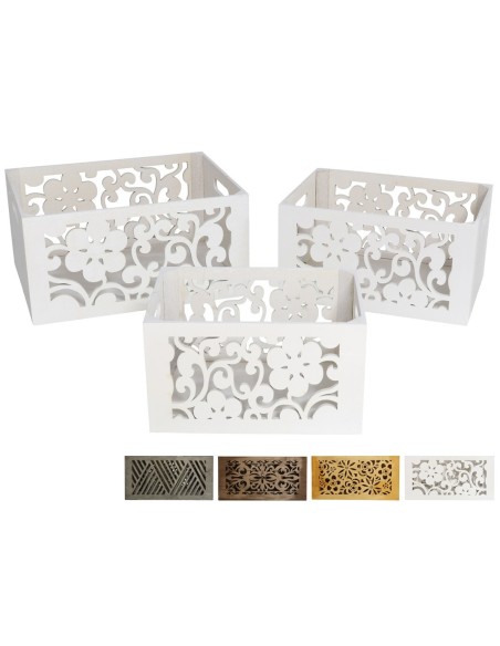 SET 3 CAJAS MADERA SEASONS 32X24X16CM 4S (0883)