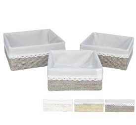 SET 3 CESTAS AZKAR CUAD. 3 SURT. 23x10CM 20x9CM 18