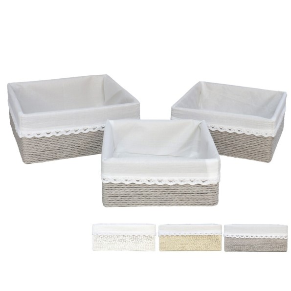 SET 3 CESTAS AZKAR CUAD. 3 SURT. 23x10CM