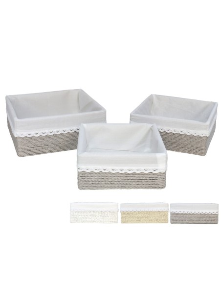 SET 3 CESTAS AZKAR CUAD. 3 SURT. 23x10CM 20x9CM 18