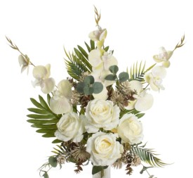 Mayorista Ramo Encarado Rosas Orquidea Tacto Blanco Decoración Santos | Mundo Flor