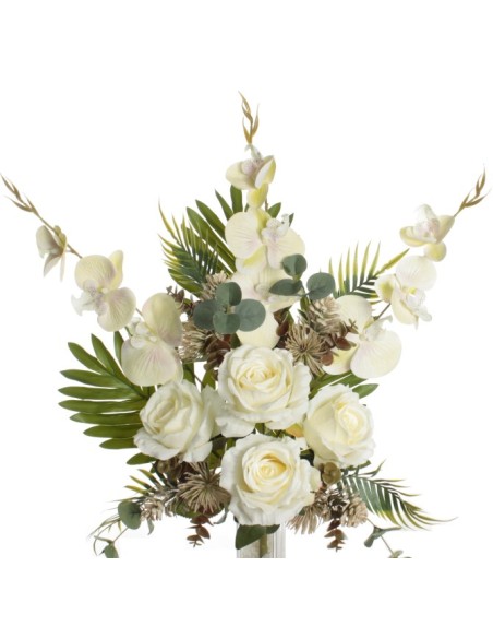 Mayorista Ramo Encarado Rosas Orquidea Tacto Blanco Decoración Santos | Mundo Flor