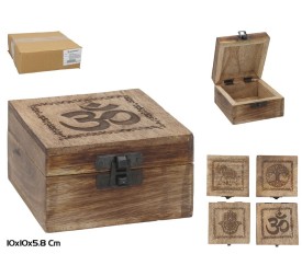 CAJA MADERA TALLADA 10X10X5,8CM 4 SURTIDOS