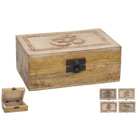 CAJA MADERA TALLADA 10X15X5,8CM 4 SURTIDOS