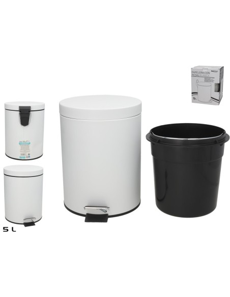 PAPELERA CON PEDAL 5L 20,5X20,5X27CM BLANCA