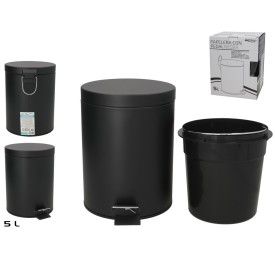 PAPELERA CON PEDAL 5L 20,5X20,5X27CM NEGRA