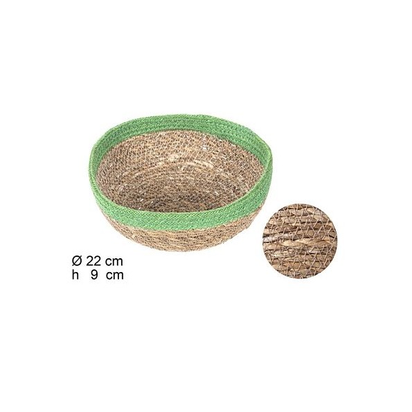 BOWL REDONDO SEAGRASS CON BORDE YUTE (7326)