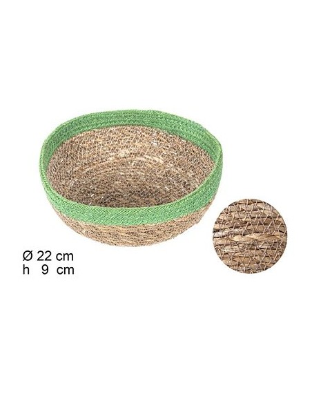 BOWL REDONDO SEAGRASS CON BORDE YUTE (7326)