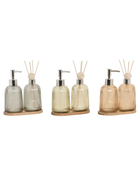 BAÑO SET 3 CRISTAL BAMBU 16X8,2X1 350ML 3 SURT.