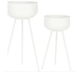 MACETERO SET 2 METAL 34X34X70 BLANCO