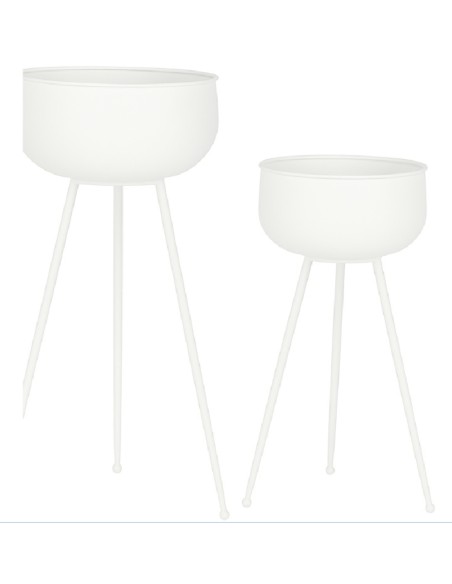 MACETERO SET 2 METAL 34X34X70 BLANCO