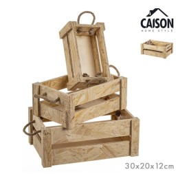 SET 3 CAJAS MADERA NATURAL 30x20x12 cm
