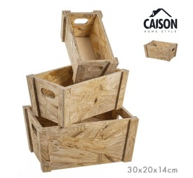 SET 3 CAJAS MADERA NATURAL 30x20x14 cm