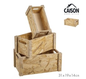 SET 3 CAJAS MADERA NATURAL 31x19x14 cm