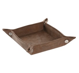 BANDEJA VACIABOLSILLOS PU 18,5X18,5X4 MARRON