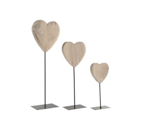 DECORACION SET 3 PAULOWNIA METAL 30X16X87 CORAZON