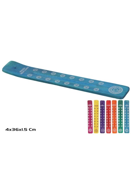 PORTA INCIENSO MADERA CHAKRA 4X36CM