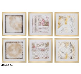 CUADRO PINTADO 40X40 ABSTRACTO ORO