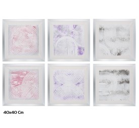 CUADRO PINTADO 40X40 ABSTRACTO PLATA