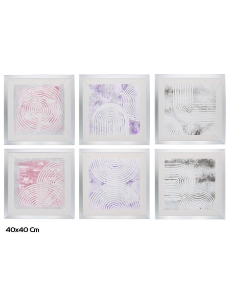 CUADRO PINTADO 40X40 ABSTRACTO PLATA