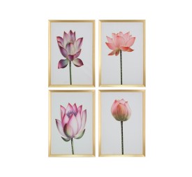 CUADRO PINTADO 40X60 FLOR COLOR ORO