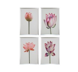 CUADRO PINTADO 40X60 FLOR COLOR PLATA