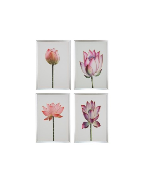 CUADRO PINTADO 40X60 FLOR COLOR PLATA