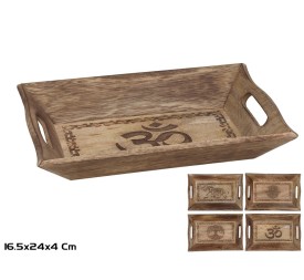 BANDEJA MADERA TALLADA 16,5X24X4CM 4 SURTIDOS