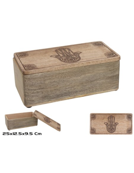CAJA RECTANGULAR CON TAPA HAMSA 25X12,5X9,5CM
