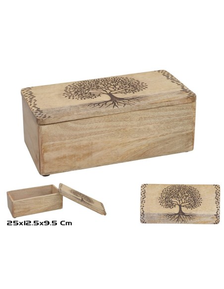 CAJA RECT. CON TAPA ARBOL VIDA 25X12,5X9,5CM