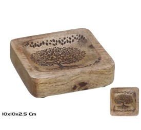 BANDEJA MADERA 10X10X2,5CM ARBOL VIDA