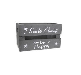 CAJA MADERA BE HAPPY GRIS BLANCA