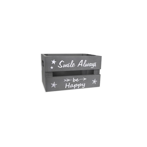 CAJA MADERA BE HAPPY GRIS BLANCA