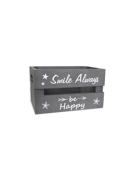 CAJA MADERA BE HAPPY GRIS BLANCA