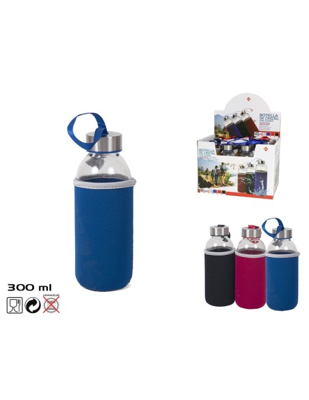 BOTELLA CRISTAL 300 ML. C/FUNDA SURTIDA