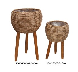 SET 2 MACETEROS C/PIE LUZ 24X24X48CM