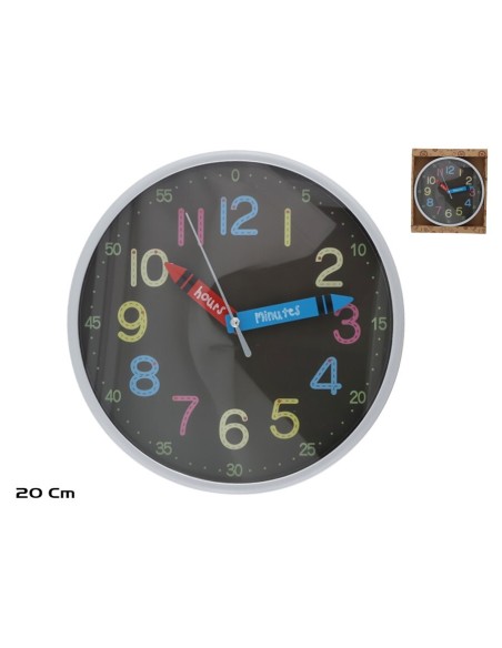 RELOJ DE PARED SCHOOL 20CM PLATA