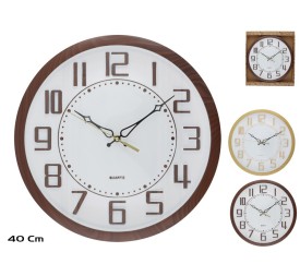 RELOJ PARED EFECTO MADERA GLATHUR 40CM 2 SURT.