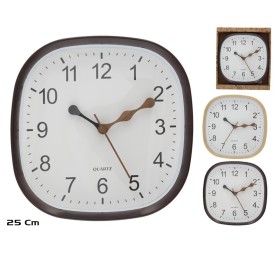 RELOJ PARED EFECTO MADERA ALMA 25CM 2 SURT.