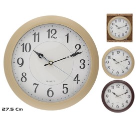 RELOJ PARED EFECTO MADERA LUNG 27,5CM 2 SURT.