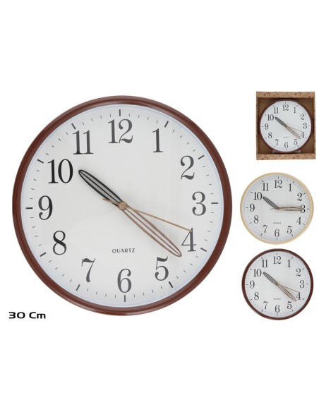 RELOJ PARED EFECTO MADERA LANY 2 SURT.