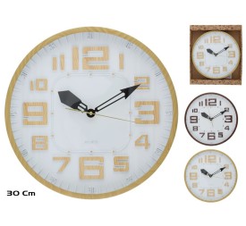 RELOJ PARED EFECTO MADERA BYGH 30CM 2 SURT.