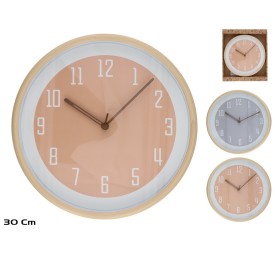 RELOJ PARED EFECTO MADERA DUAH 30CM 2 SURT.