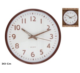 RELOJ PARED EFECTO MADERA ROD 30CM