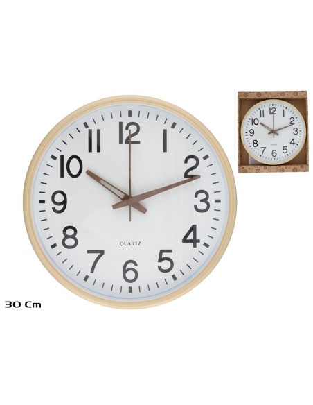 RELOJ PARED EFECTO MADERA RESH 30CM