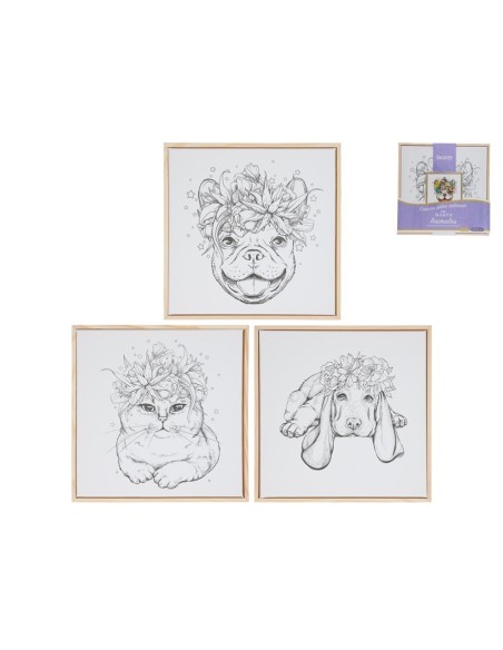 CANVAS C/MARCO MDR COLOREA  ANIMAL 30X30  3 SURT