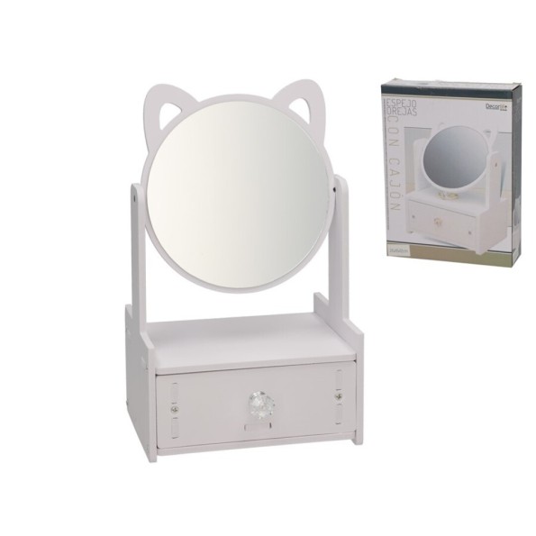 KIT MONTABLE ESPEJO OREJAS CON CAJON 12.5x16.5x28 cm