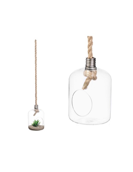 JARRÓN COLGAR CUERDA FORMA BOMBILLA PEQUEÑO 14,5 x 14,5 x 22CM